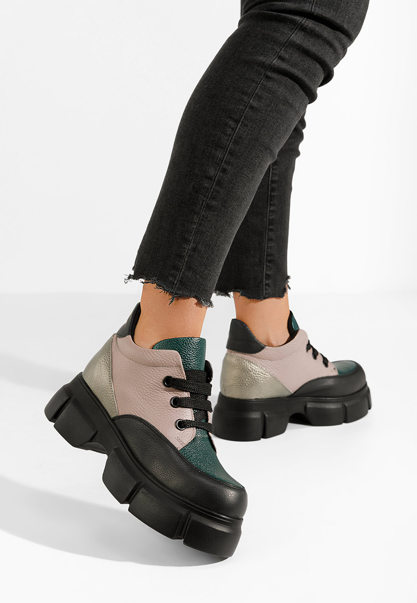 Wielokolorowy botki damskie skórzane Kianna