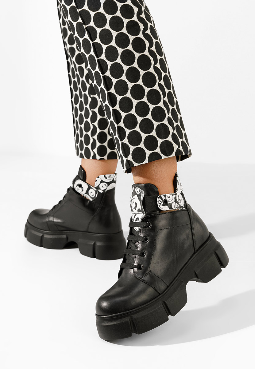 Czarne botki damskie skórzane Saeva