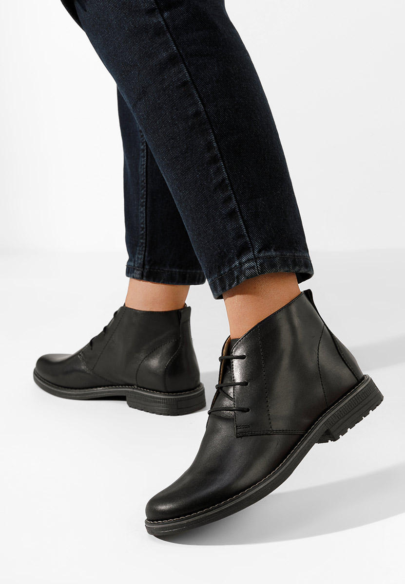 Czarne botki damskie skórzane Kalisa V5