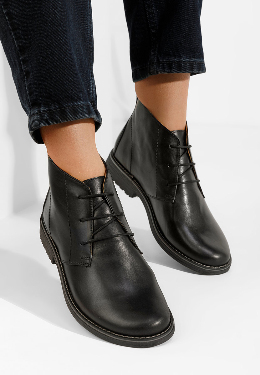 Czarne botki damskie skórzane Kalisa V5