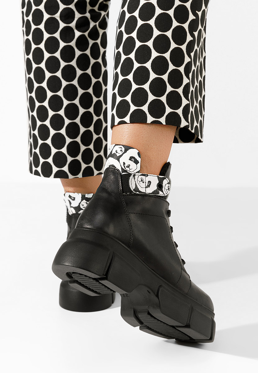 Czarne botki damskie skórzane Saeva