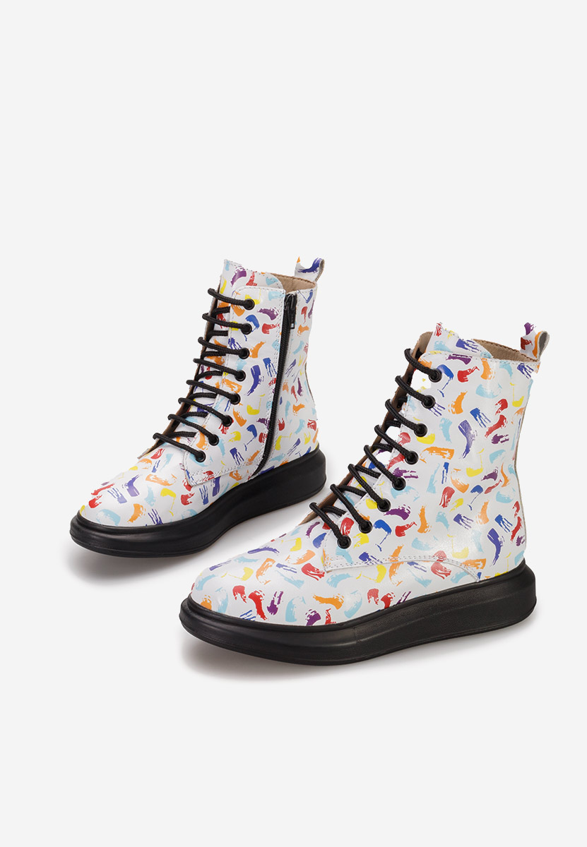 Białe botki damskie skórzane Cabera