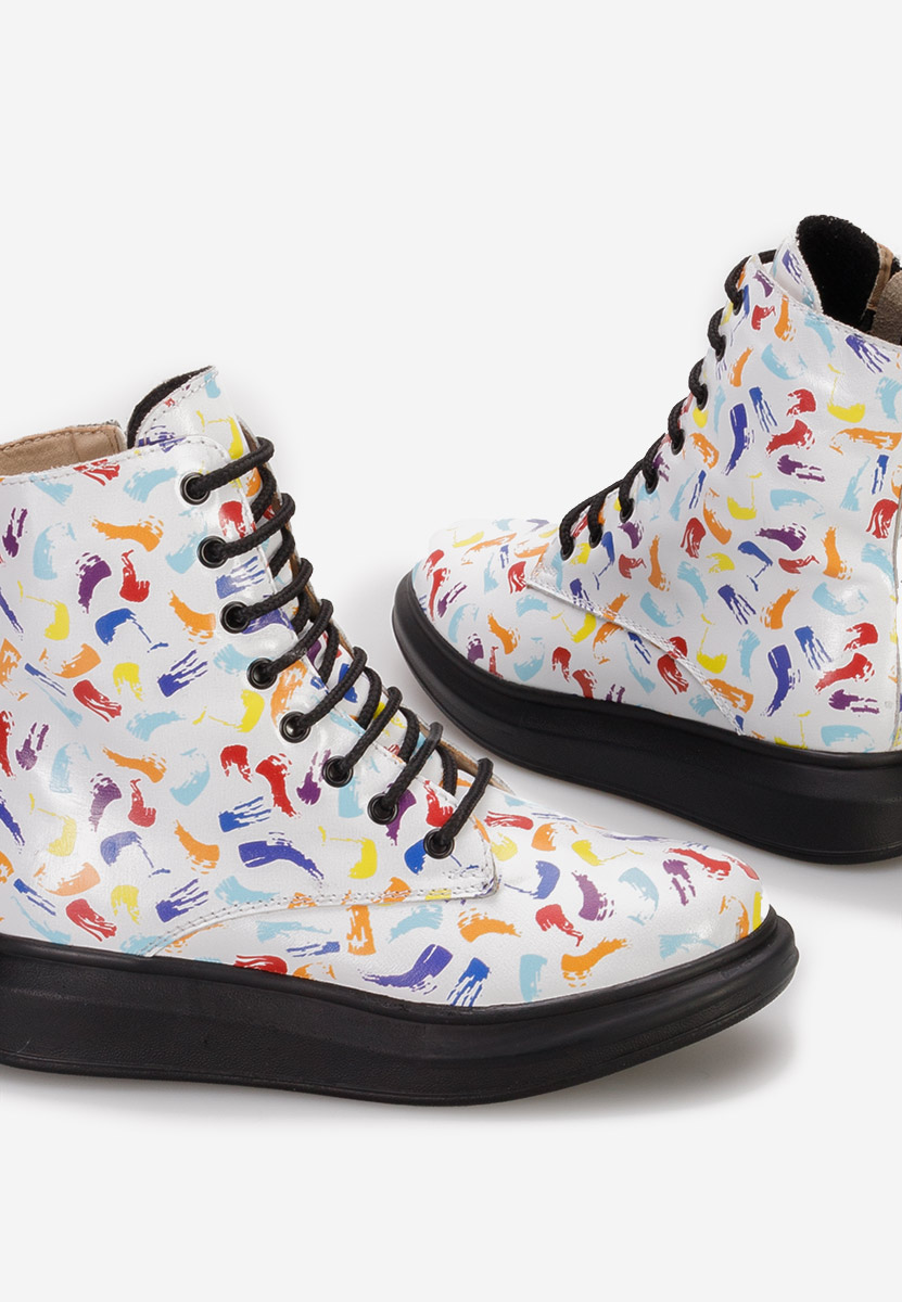 Białe botki damskie skórzane Cabera