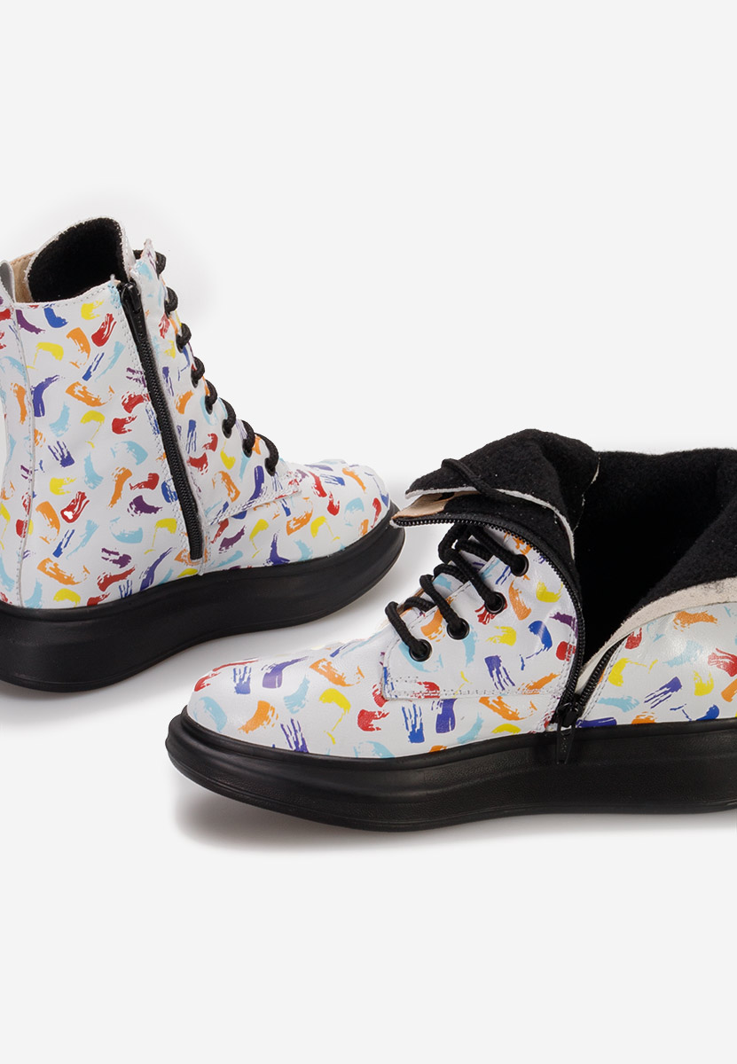 Białe botki damskie skórzane Cabera