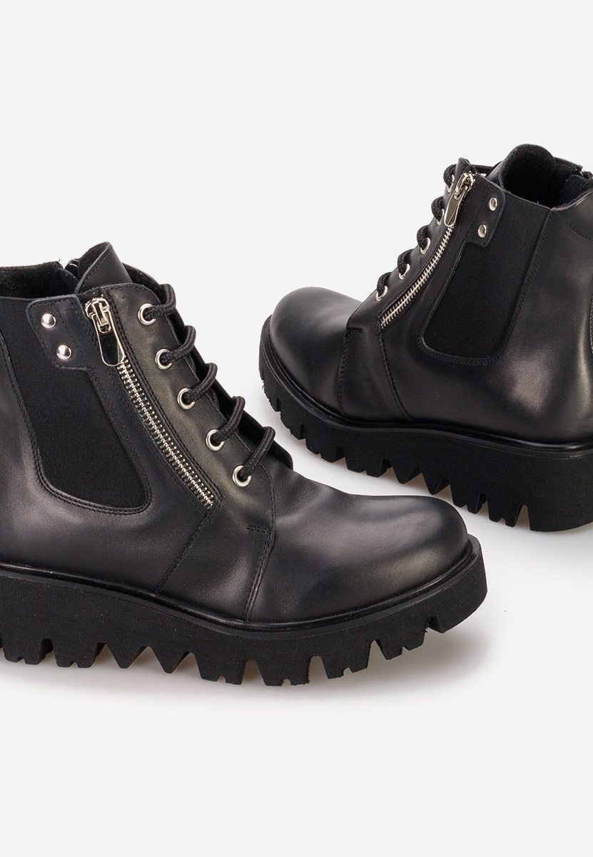 Czarne botki damskie skórzane Welsa