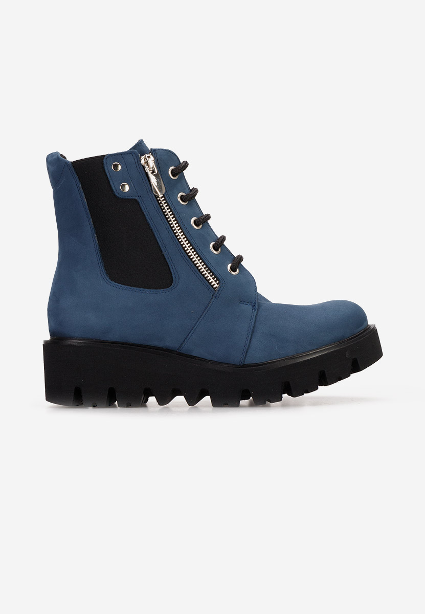 Granatowe botki damskie skórzane Welsa V2