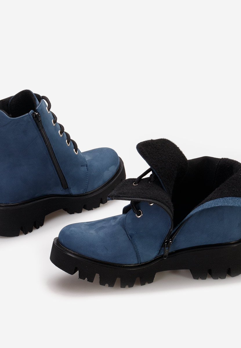 Granatowe botki damskie skórzane Welsa V2