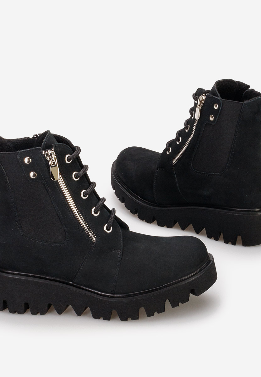 Czarne botki damskie skórzane Welsa V2