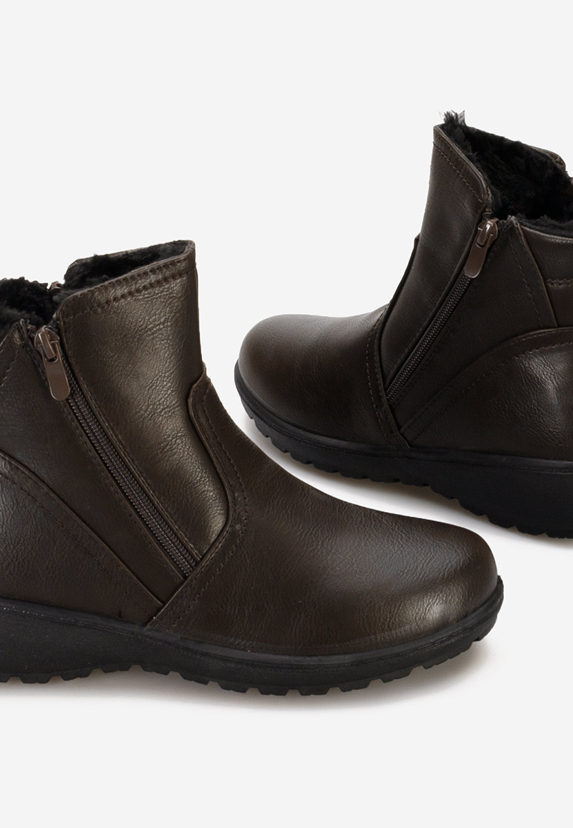 Brązowe botki damskie ocieplane Lesara