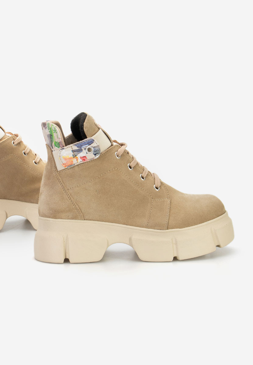 Beżowe botki damskie skórzane Saeva V2