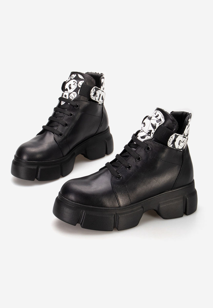 Czarne botki damskie skórzane Saeva