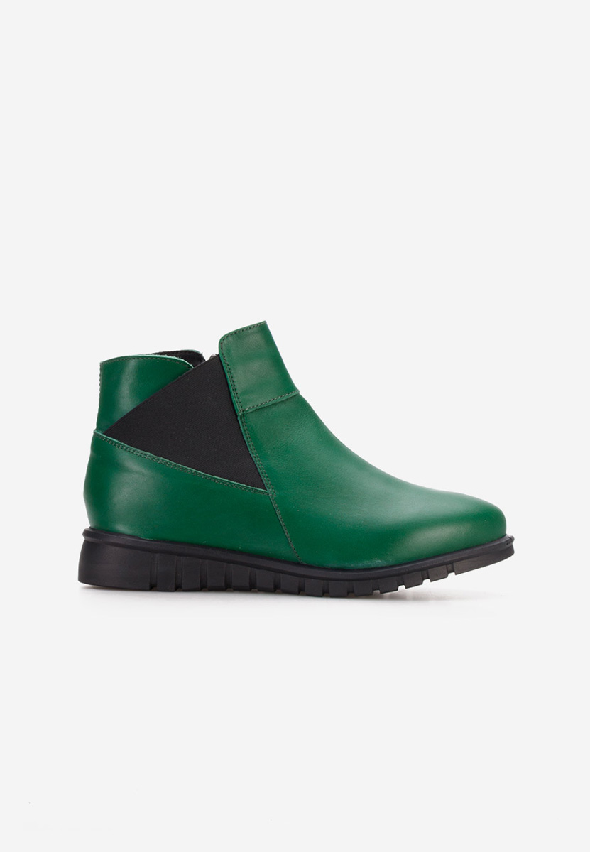 Zielone botki damskie skórzane Kiesa