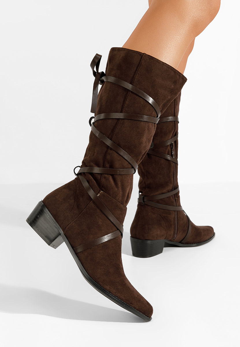 Brązowe kozaki płaskie Raizza