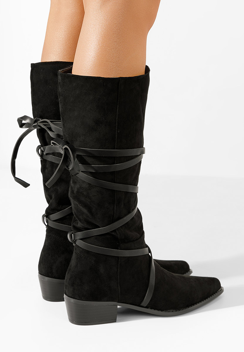 Czarne kozaki płaskie Raizza