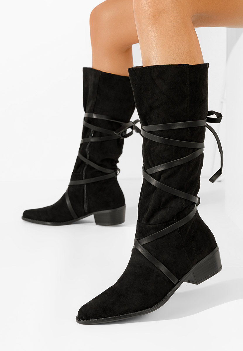 Czarne kozaki płaskie Raizza