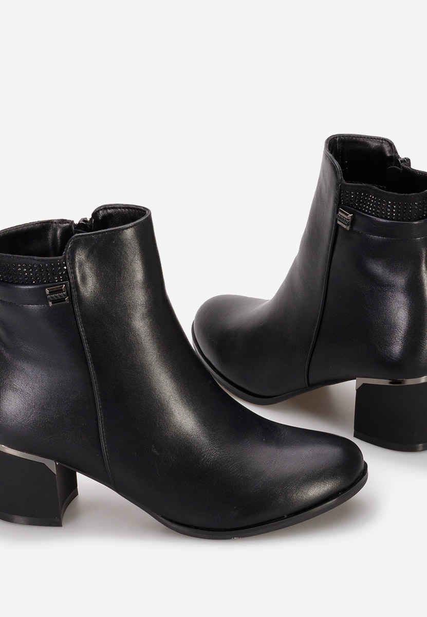 Czarne botki na słupku Canylo V2