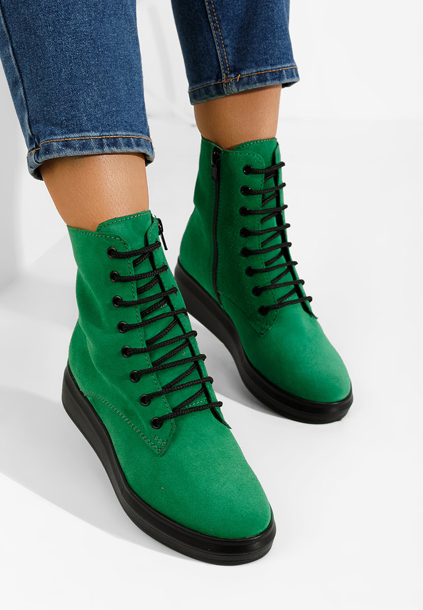 Zielone botki damskie skórzane Cabera V2