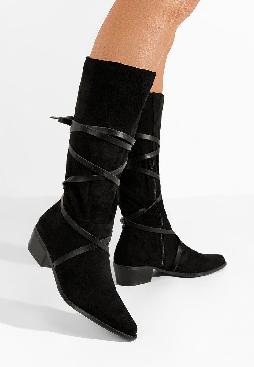 Czarne kozaki płaskie Raizza