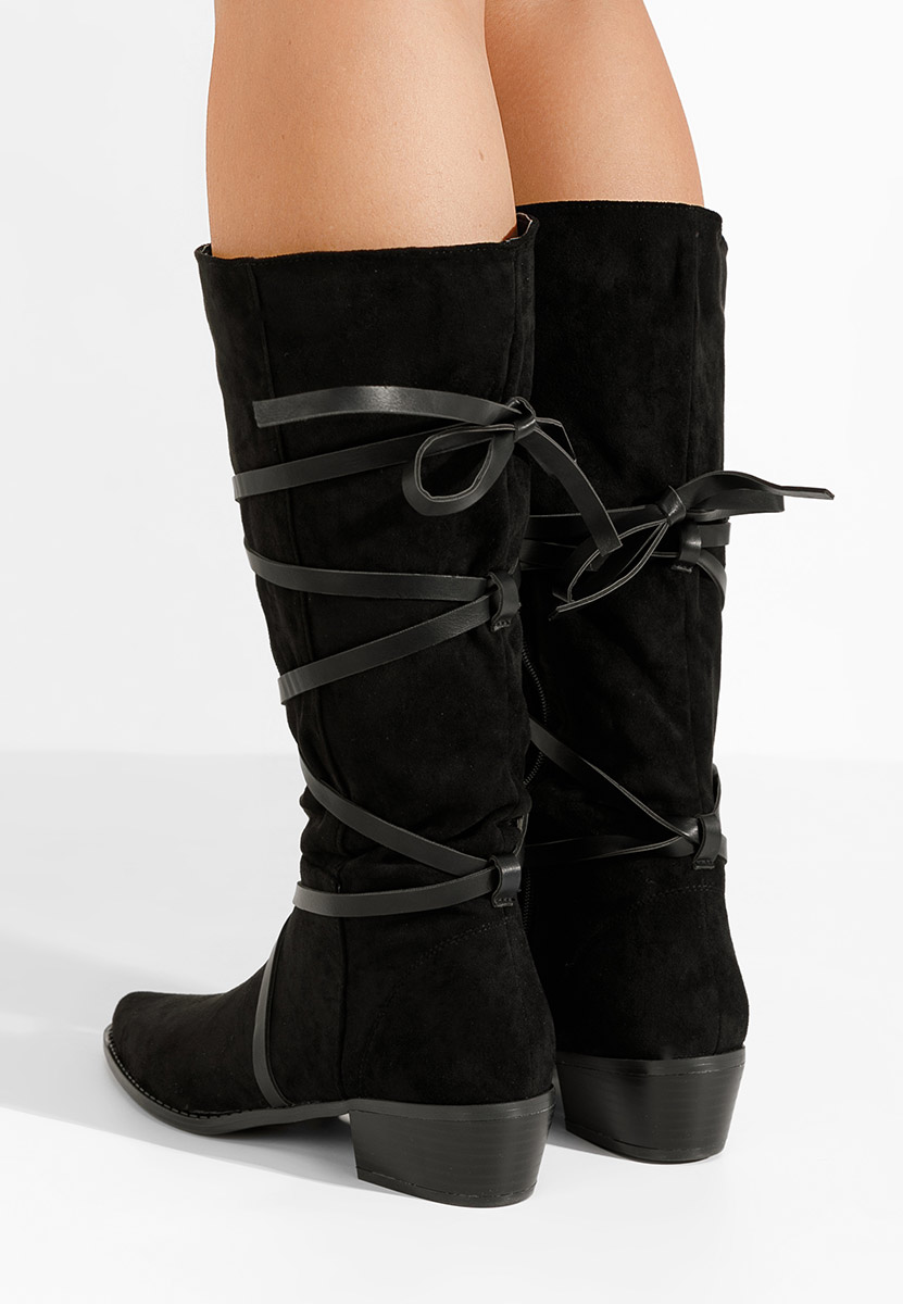 Czarne kozaki płaskie Raizza