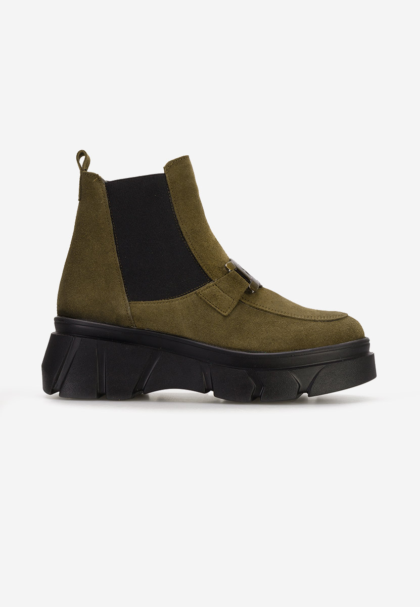 Khaki botki damskie skórzane Abida V2