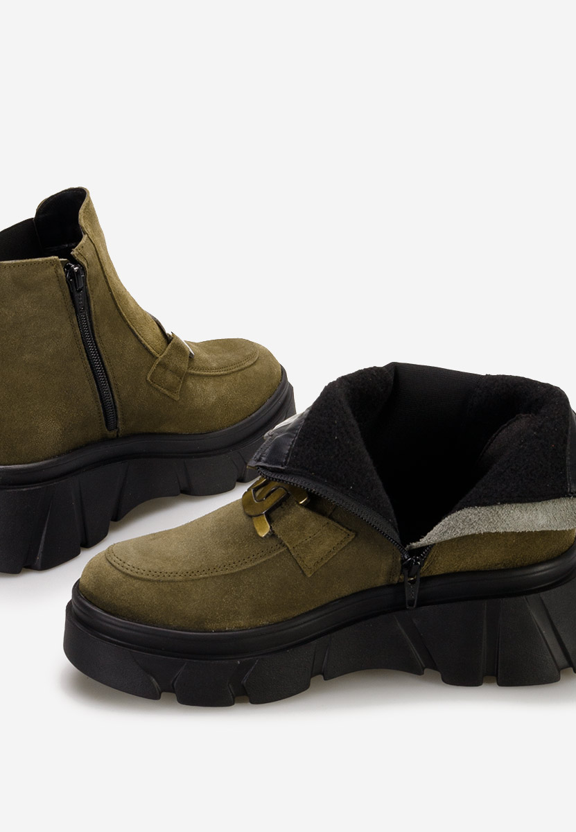 Khaki botki damskie skórzane Abida V2