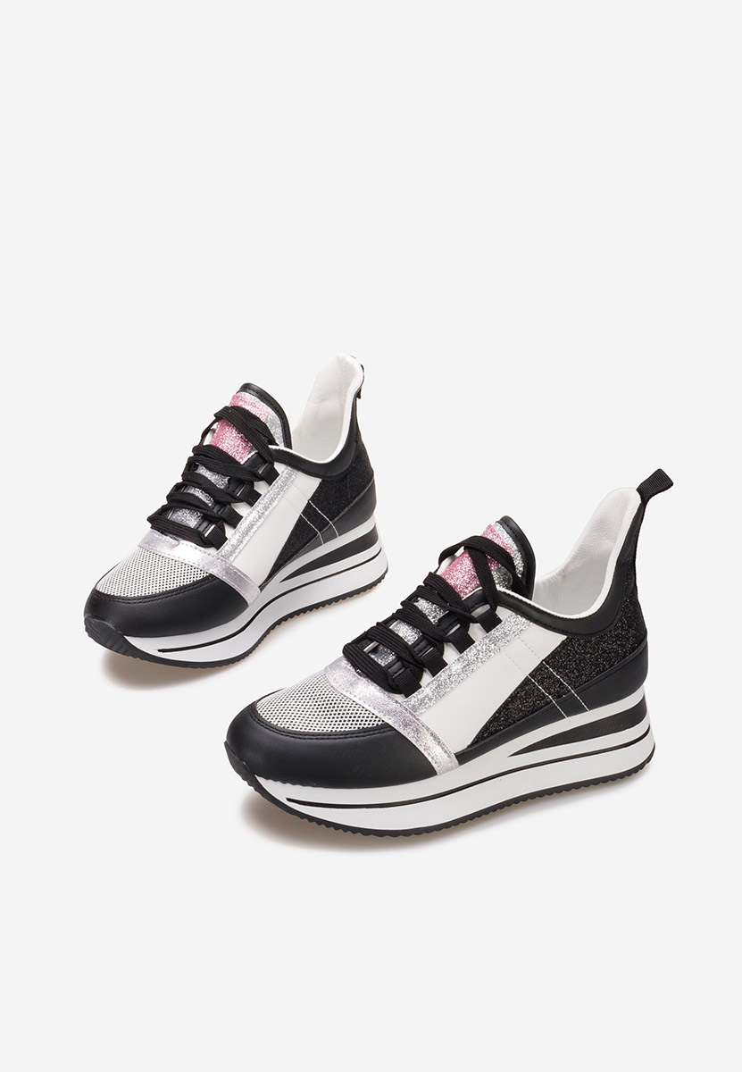 Czarne sneakersy na koturnie Tamila