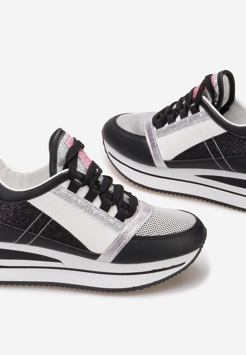 Czarne sneakersy na koturnie Tamila