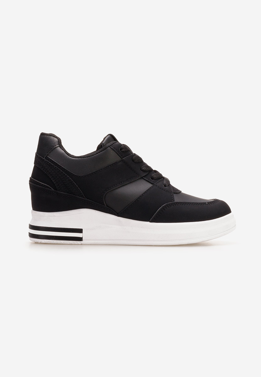 Czarne sneakersy na koturnie Kelyna