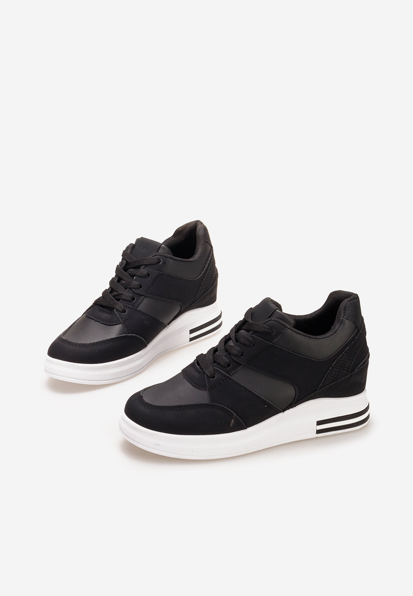 Czarne sneakersy na koturnie Kelyna