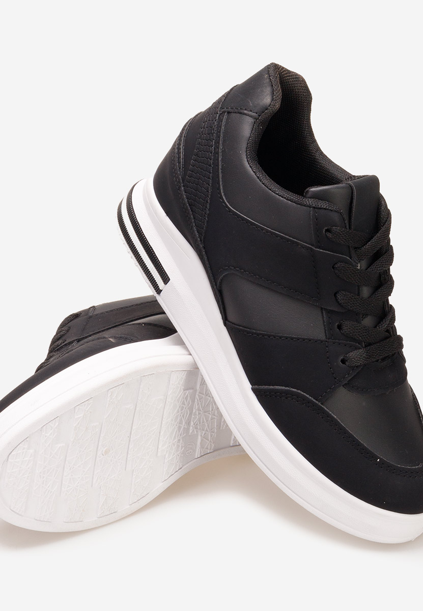 Czarne sneakersy na koturnie Kelyna