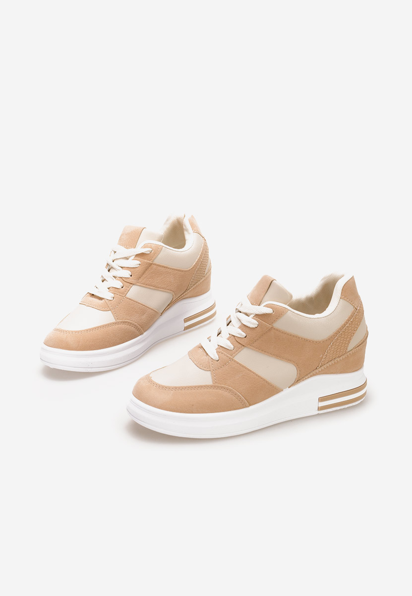 Khaki sneakersy na koturnie Kelyna