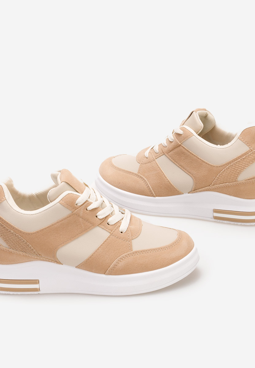 Khaki sneakersy na koturnie Kelyna
