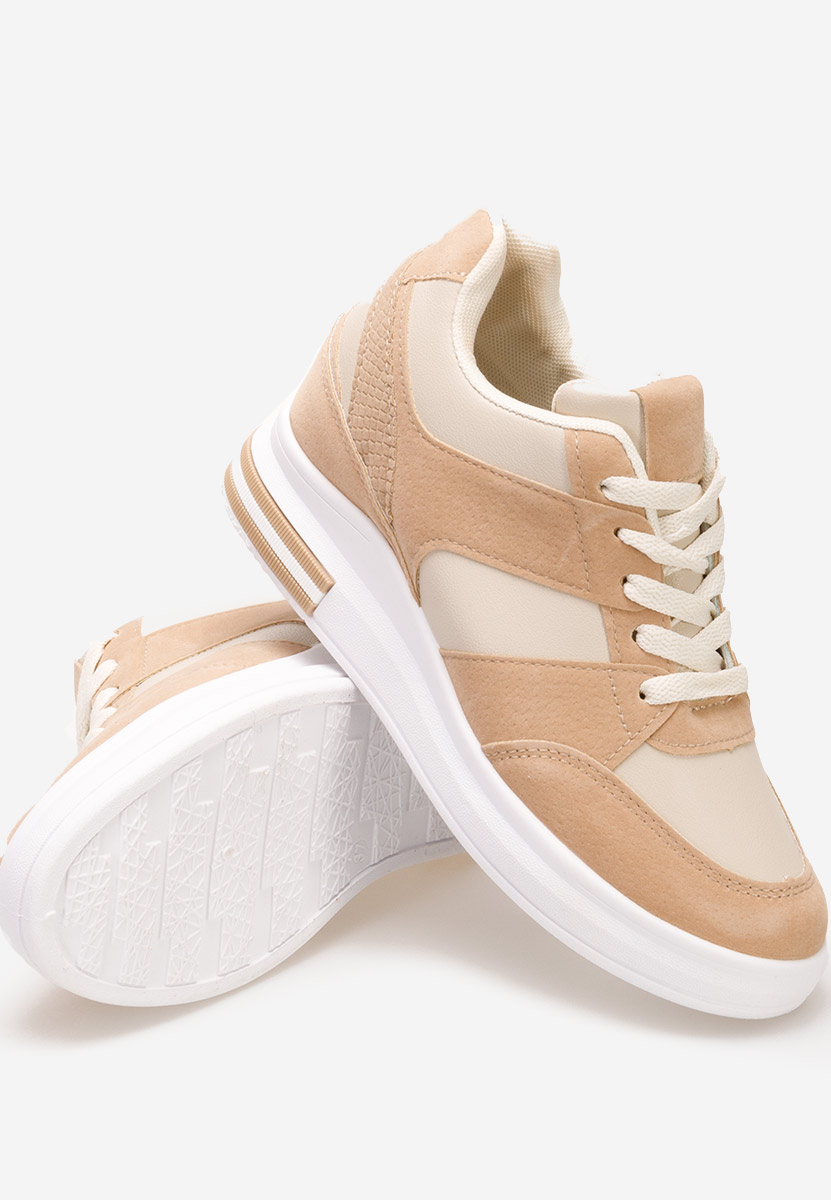 Khaki sneakersy na koturnie Kelyna