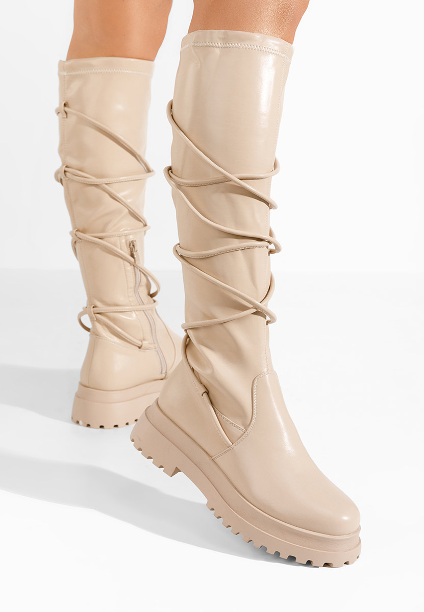 Beżowe długie kozaki Cazorla