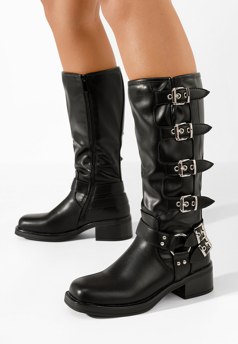 Czarne kozaki na słupku Silvira