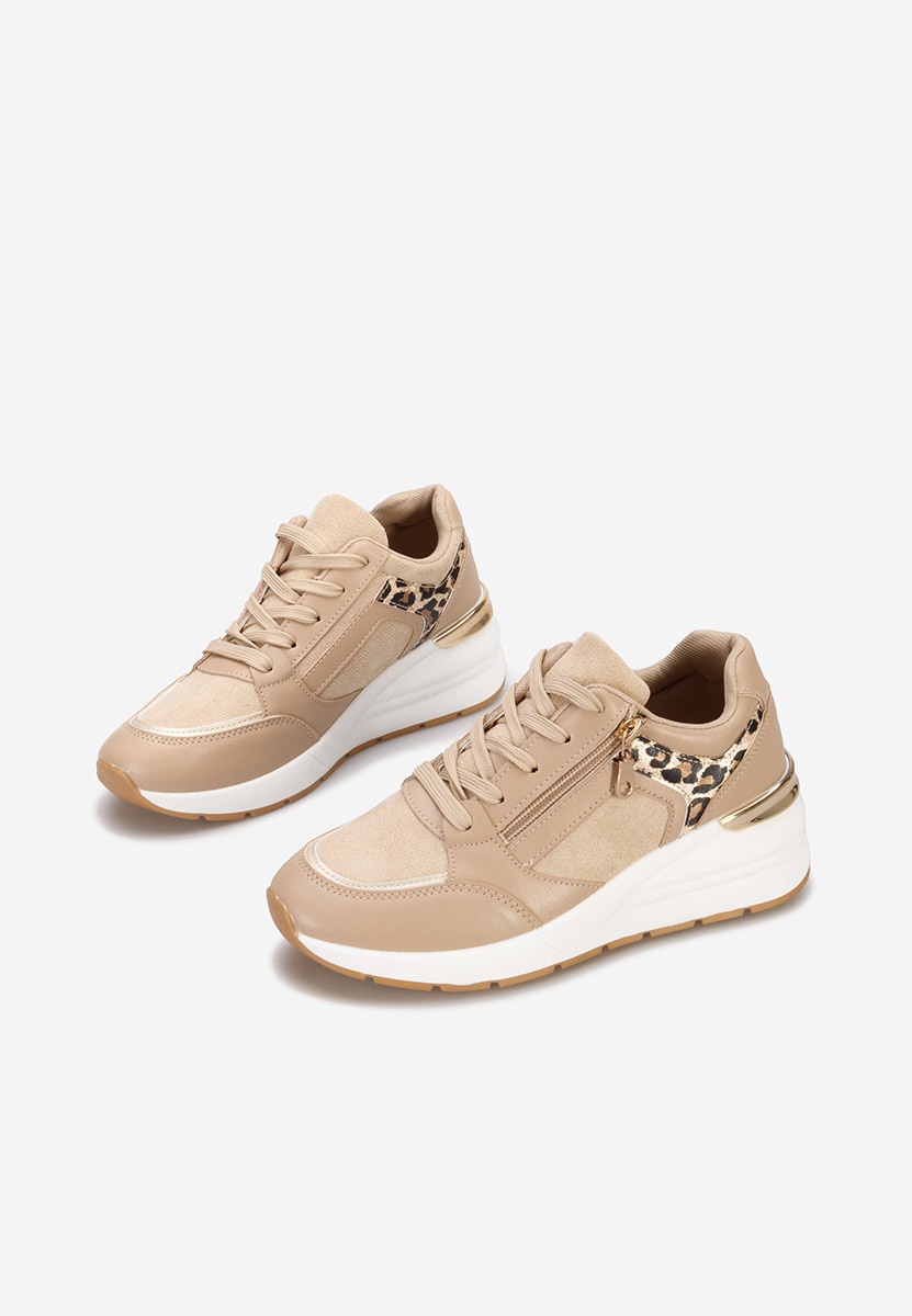 Khaki sneakersy na koturnie Henia