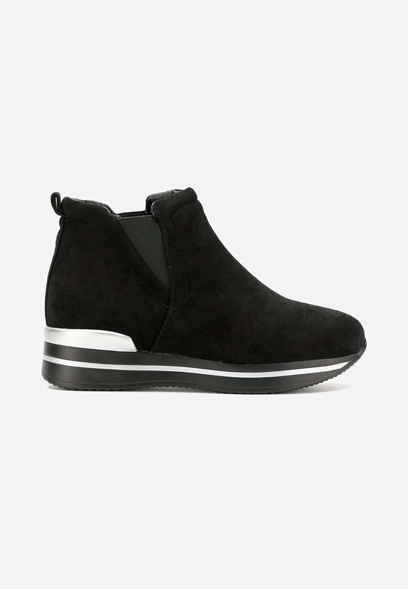 Czarne sneakersy damskie na koturnie Sanera