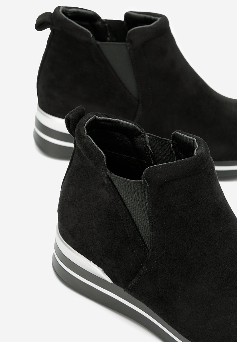 Czarne sneakersy damskie na koturnie Sanera