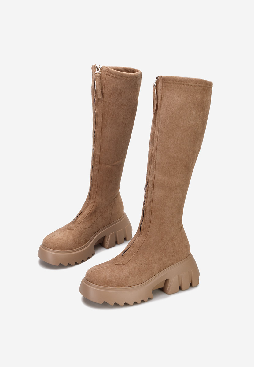 Khaki kozaki na platformie Danika