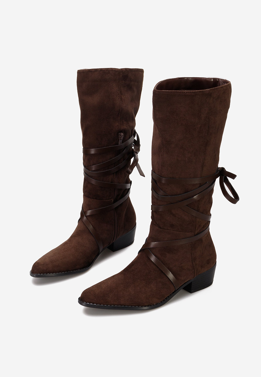 Brązowe kozaki płaskie Raizza