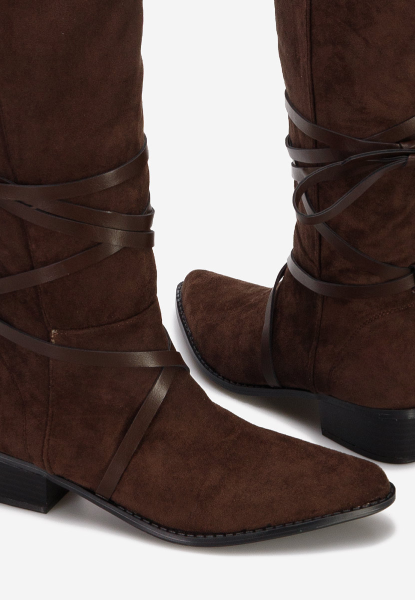 Brązowe kozaki płaskie Raizza