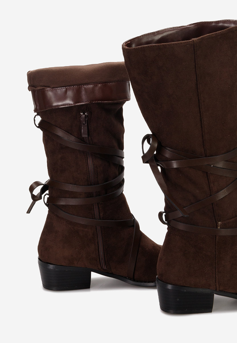 Brązowe kozaki płaskie Raizza