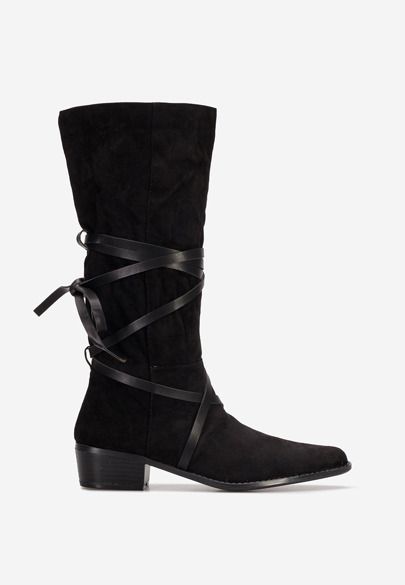 Czarne kozaki płaskie Raizza