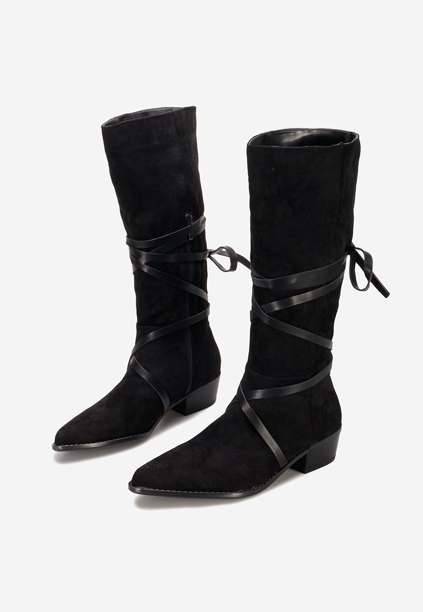 Czarne kozaki płaskie Raizza