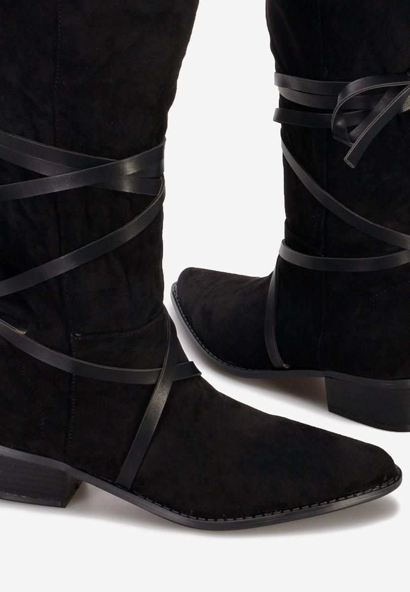 Czarne kozaki płaskie Raizza