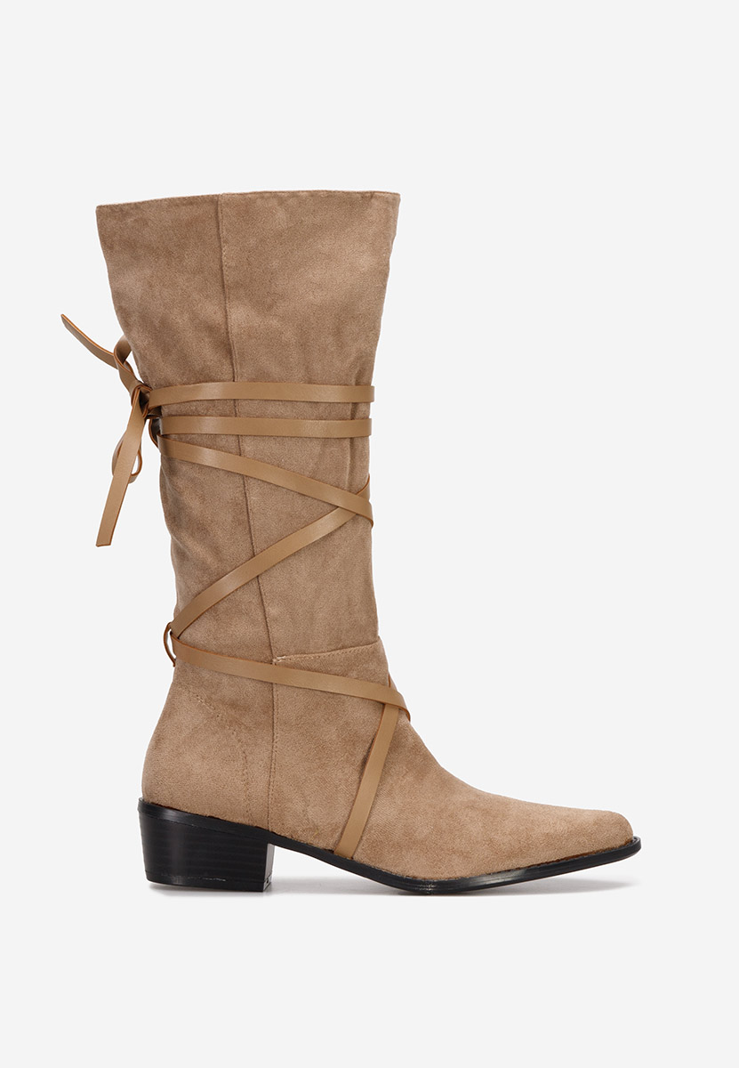 Khaki kozaki płaskie Raizza