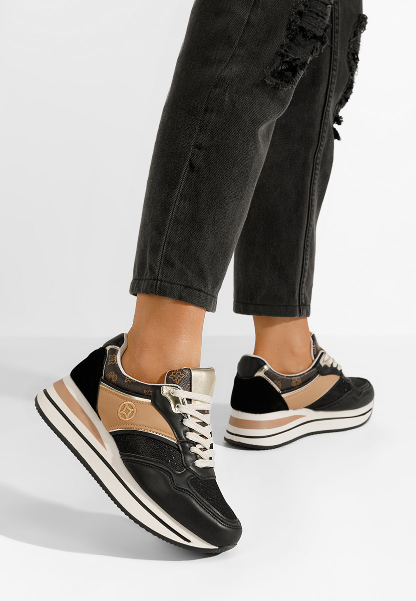 Czarne sneakersy na platformie Releh V2