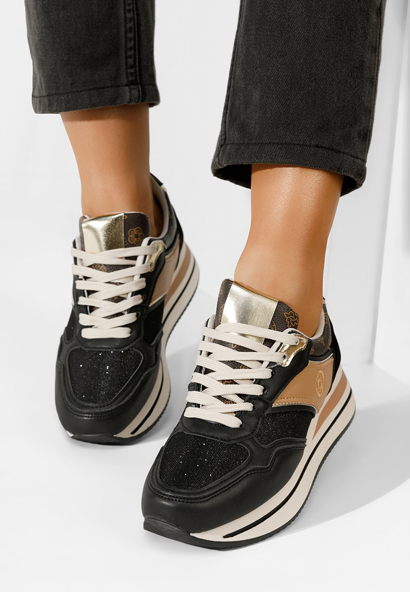 Czarne sneakersy na platformie Releh V2