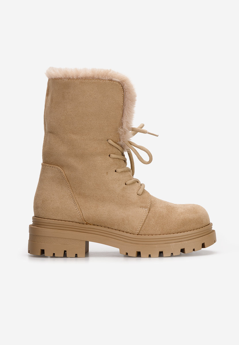 Khaki botki damskie ocieplane Lolia