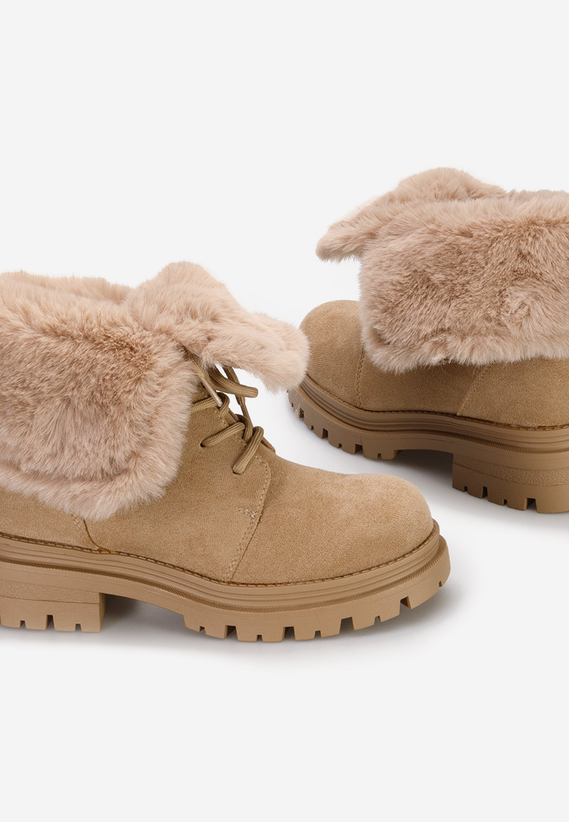 Khaki botki damskie ocieplane Lolia